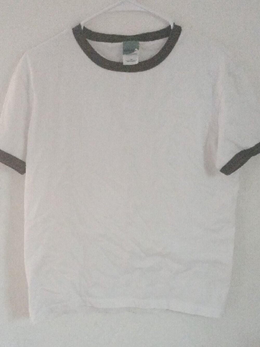Classic White Ringer T-Shirt with Dark Gray Trim - Picture 2 of 4